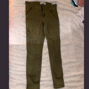 Army green utility jeans - super skinny